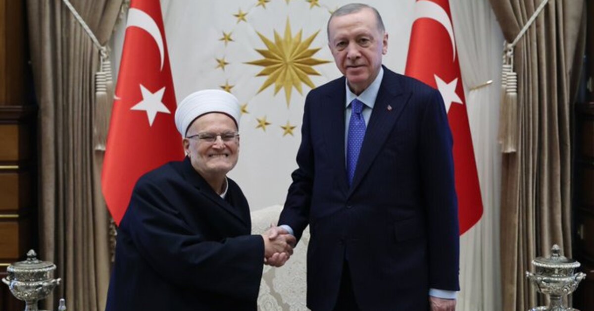Cumhurbaşkanı Erdoğan, Mescid-i Aksa İmam Hatibi Sabri’yi kabul etti